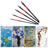 5Pcs Premium Oil Paint Brushes Set Round Pointed Tip Paintbrushes for All Purpose Oil Watercolor Painting Artist Drawing Painting Supplies