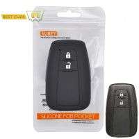 2ปุ่มซิลิโคนรถกุญแจรีโมท Fob ปกกรณีสำหรับ2017 2018โตโยต้า CHR C-HR Prius Keyless เชลล์ผิวผู้ถือป้องกัน