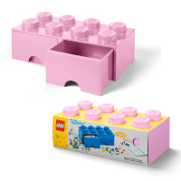 กล่องลิ้นชักเลโก้ กล่องใส่เลโก้ กล่องเก็บของ LEGO Brick Drawer 8 สีชมพูอ่อน Light Pink 50x25x18 cm