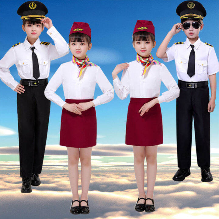 Children's neutral captain flight attendant performance clothes primary ...