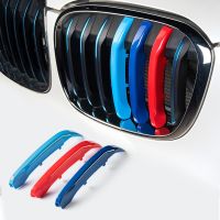 กระจังหน้าคลิปตะแกรงแข่ง3สีอุปกรณ์ตกแต่งลายรถจัดแต่งทรงผมสำหรับ BMW X1 X2 2021 2020 2019 2018 2017 2016