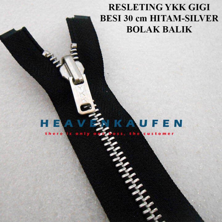 Resleting Zipper YKK Type Gigi Besi Warna Hitam - Silver Panjang 30 Cm ...