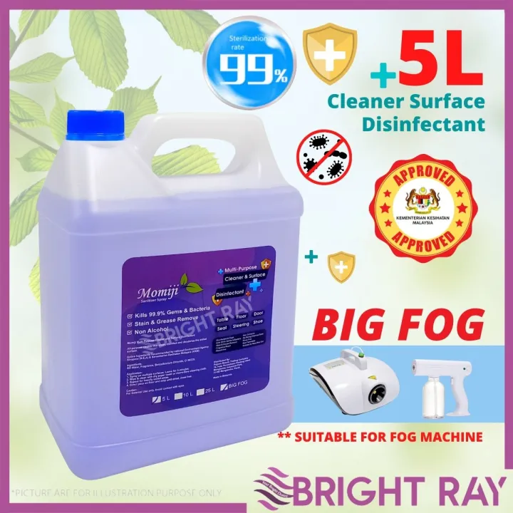 5L MultiSurface Disinfectant Sanitizer KKM Approve for FOG Machine