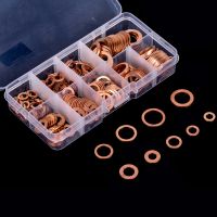 200pcs Solid Copper Washer Gasket Set Flat Ring Sump Plug Oil Seal Fittings Washers Fastener Hardware Accessories M5-M14