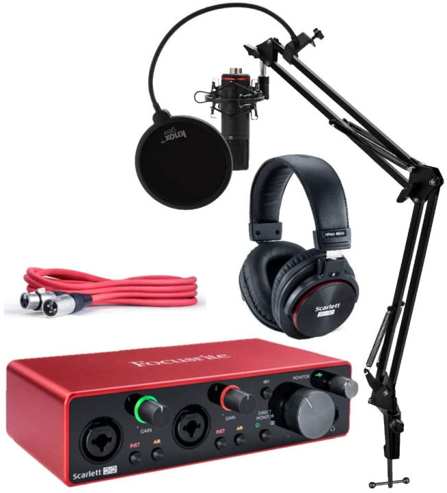 Pop　Shock　Lazada　Knox　Microphone,　PH　Stand,　Filter　Interface　First,　Cable,　(7　Focusrite　USB　Headphones,　Tools　and　2i2　with　Studio　Audio　Scarlett　Gen　Mount,　Studio　Items)　Pro　3rd　Bundle　XLR