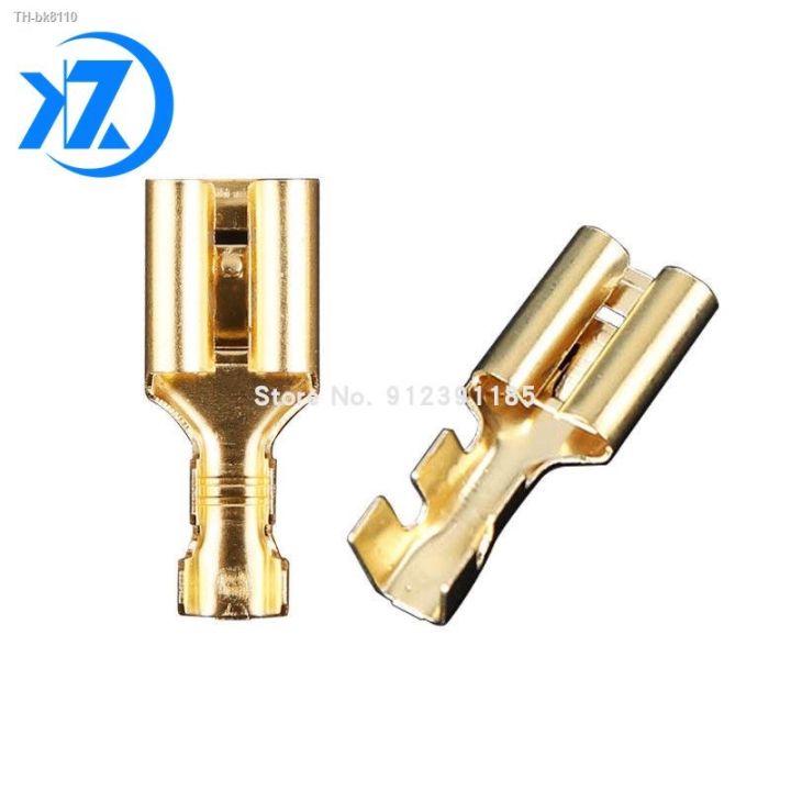 100pcs-flat-receptacles-6-3-mm-cable-lugs-spade-terminal-connector-0-5-1-5mm-uninsulated-brass-female-terminal