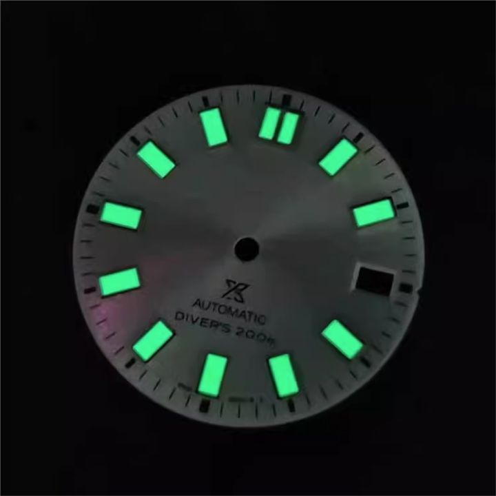 c3หน้าปัดนาฬิกา28-5มม-สีเขียวเข้มส่องสว่างสำหรับ-nh35ชิ้นส่วนอะไหล่นาฬิกากลไก-s