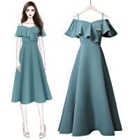 COD SDFGERTYTRRT Women Off Shoulder Dress Summer A Line Plus Size Elegant Slim Maxi Dresses