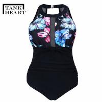 2021Tank Heart Sexy Potos One-Piece Suits Monokini Plus Size Swimwear Women One Piece Swimsuit female Retro Print Badpak Swim suit