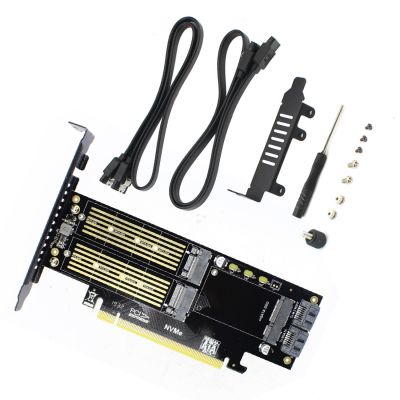 M.2 SSD NVMe สำหรับ NGFF สำหรับ PCIE 3.0 X16อะแดปเตอร์ M คีย์ B คีย์ MSATA PCI Express 3.0 NVME M2 SSD AHCI MSATA 3 In 1ตัวแปลง FJK3825อะแดปเตอร์