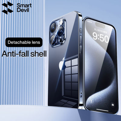 SmartDevil เคสเคสโทรศัพท์สำหรับ iPhone 15 Pro Max iPhone 15 Plus ป้องกันการตกของลายนิ้วมือปกป้องซิลิโคนเนื้อนิ่มโปร่งใสด้วยฟิล์มเลนส์กล้องถ่ายรูปที่ถ