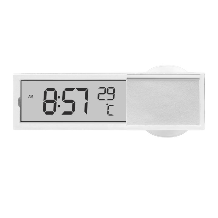 ยานยนต์นาฬิกาอิเล็กทรอนิกส์เครื่องวัดอุณหภูมิจอแสดงผล-lcd-เวลาในอุณหภูมิ2-in-1ดูดประเภทรถอุปกรณ์ตกแต่งภายใน