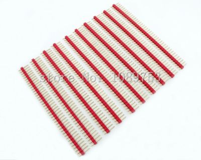 20pcs 2.54mm 1x40Pin Red Single Row Straight Male Pin Header Gold plated High quality