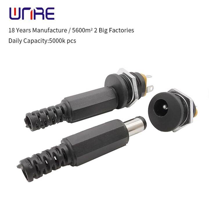 5-5-x-2-1mm-plastic-male-plugs-dc-022-dc-power-socket-female-jack-screw-nut-panel-mount-connector-dc022-5-5x2-1mm