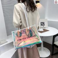 Female Casual Laser PVC Clear Summer Holiday Beach Portable Clutch Tote Bag