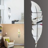 DIY Feather Plume 3D Mirror สติ๊กเกอร์ติดผนังสำหรับห้องนั่งเล่น Art Home Decor ไวนิล Decal สติกเกอร์ภาพจิตรกรรมฝาผนัง Wall Decoration