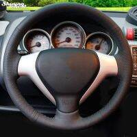 【YF】 Shining wheat Hand-stitched Black Leather Steering Wheel Cover for Honda Old City Fit Jazz