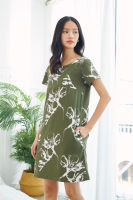 NEW!! เดรสให้นมรุ่น Miki Dress: Olive Blossom