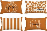 Autumn pumpkin thanks pillow pillowcase  30X50cm Thanksgiving stripe decorative sofa sand cushion cover Cushion Cover