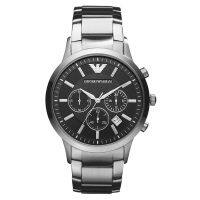 【จัดส่งฟรี】นาฬิกาของแท้ Emporio Armani Black Dial Steel Silver 43mm AR2434 นาฬิกาข้อมือผู้ชาย  【มาพร้อมกับบรรจุภัณฑ์เดิม】สินค้ารับประกัน1ปี