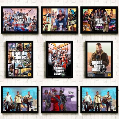 วิดีโอเกม GTA 5 Grand Theft Auto Art Decor คุณภาพผ้าใบภาพวาดตกแต่งบ้านโปสเตอร์ Living Room Wall Decor โปสเตอร์ New