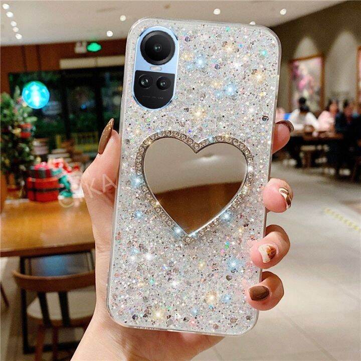 ด้วยเคสโทรศัพท์กระจก-oppo-reno10-pro-10pro-5g-reno-10-5g-เคสนิ่มแฟชั่นแวววาวเงางาม-opporeno10-5g