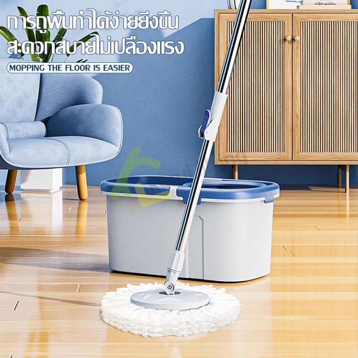 ชุดไม้ถูพื้น-spin-mop-ที่ถูพื้นพร้อมถังปั่น-ถังปั่น-ไม้ถูพื้น-ปั่นน้ำ-ปั่นแห้ง-2-ระบบ-ชุดถังปั่นม๊อบ-ไม้ถูพื้น-ถังปั่นสแตนเลส-ชุดถังปั่น