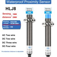 “-M8ระยะทางตรวจจับ1มม. 2มม. DC6-36V AC 90-250V สวิตช์ความใกล้ชิดกันน้ำมันกันน้ำอุปนัย
