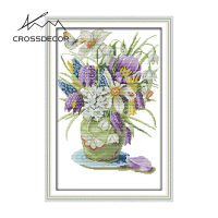 Crossdecor Cross Stitch ชุด Dmc ผ้าฝ้ายชุดรูปแบบดอกไม้ใหม่มาถึง11CT 14CT หัตถกรรม Handmade Diy เย็บปักถักร้อยชุดตกแต่งสำหรับ Sala Wall-แจกัน (2)