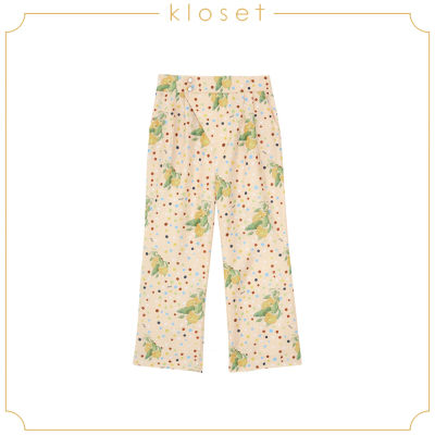 KLOSET Tomato Dot Waister Pants (PF21-P004) กางเกงขายาว กางเกงผ้าพิมพ์ กางเกงผู้หญิง กางเกงแฟชั่น