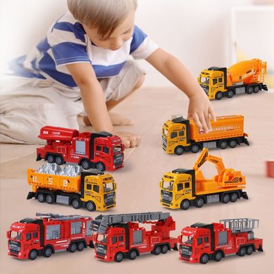 ❈ jiozpdn055186 8 tipos diecast liga carro simular som luz engenharia modelo escavadeira caminhão de bombeiros clássico cidade veículo brinquedos para crianças menino