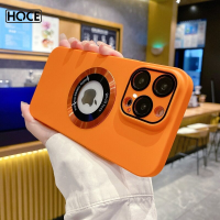 HOCE Matte Logo Hole Magsafe เคสโทรศัพท์สำหรับ iPhone 14 13 12 Pro Max 14 Plus เคสเลนส์กระจกฟิล์มกันรอยฝ้าแม่เหล็กแข็งฝาครอบพีซี