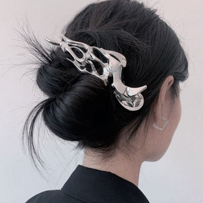 Clip Metal Back Head Grab Clip Barrette Ponytail Buckle Flame Women Gifts Hair Clips Irregular Geometric