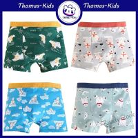 【Ready Stock】 ✶♦ C22 [THOMAS KIDS] 4 Pcs 1-13 Yrs Kids Boxer Underwear Boy 100 Cotton Comfortable Cartoon Polar Bear Pattern Baby Underwear Boxer Panties Wholesale