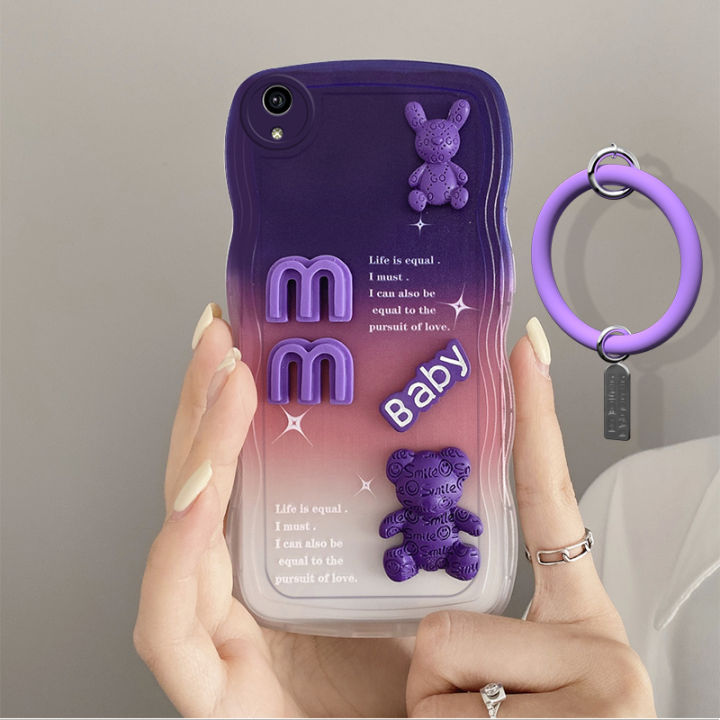 andyh-new-design-for-vivo-y1s-y91c-case-3d-cute-bear-solid-color-bracelet-fashion-premium-gradient-soft-phone-case-silicone-shockproof-casing-protective-back-cover