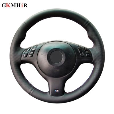 GKMHiR Hand-stitched Artificial Leather Black Car Steering Wheel Cover for BMW 330i 540i 525i 530i 330Ci E46 M3 E39 2001-2014