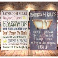 BATHROOM RULES SET OF 2 Metal Tin Plate Wall Decor 30x20 cm(only one size: 20cmX30cm)(Contact seller, free custom pattern)