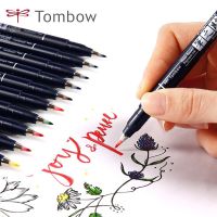 1ชิ้นแปรงปากกาเซ็นชื่อสี Tombow Fudenosuke ปากกาพู่กันคัดลายมืออักษรเขียนตัวอักษรแบบน้ำหมึกสีญี่ปุ่น