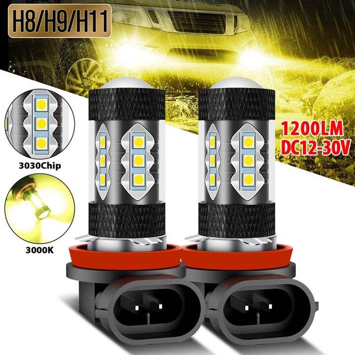 Universal LED Fog Light 2pcs Car Headlight Bulbs IP65 PMMA Lens 10000LM