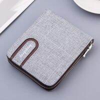 Canvas Wallet Men Black/gray Short Male Purse Zipper Business Card Holder Wallet Case 9 Position Quality Coin Purse Card Bag