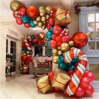 Christmas Balloon Arch Garland Green Red Metal Gold Candy Cane Balloons for Christmas Decoration Birthday New Year Party Decor