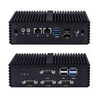 QOTOM Mini PC Q730P J4105 Quad Core AES-NI DP 4 COM 2 LAN GPIO Fanless สำนักงานบ้านธนาคารโรงแรม PC