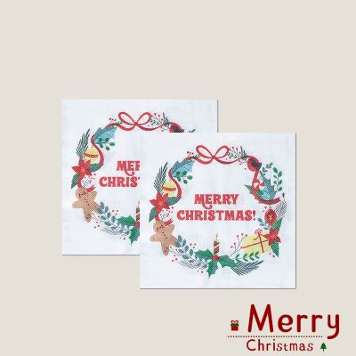 100pcs/set Napkins ChirstmasTree Pattern Decoupage Napkin Paper Tissue For Xmas Wedding Decor Table Party Supplies Wholesale