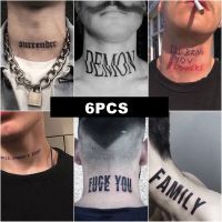 【hot】✐♀  6PCS English Words Dosent sleep Temporary Stickers Neck Men Fake Tatto Transfer Tatoo Decals