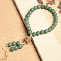 9มิลลิเมตรธรรมชาติสีเขียวโพธิ์ลูกปัด Tasbih พู่จี้24ลูกปัดอธิษฐานสร้อยข้อมือผู้ชายและผู้หญิงลูกประคำโยคะพุทธศาสนาเครื่องประดับของขวัญ