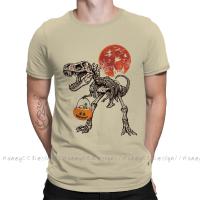 High Quality Men Halloween Skeleton Dinosaur Black T-Shirt Pumpkin Pure Cotton Shirt Tees Harajuku Tshirt