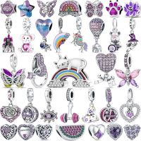 High Quality 925 Sterling Silver Rainbow Butterfly Hot Air Balloon Beads Fit Original Pandora Bracelet For Jewelry Women Gifts