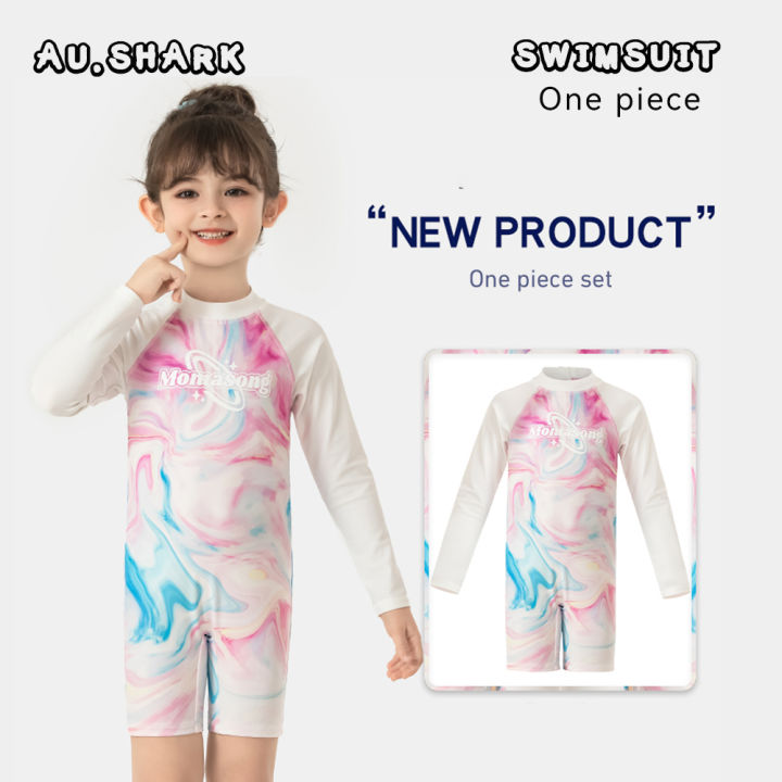 AUSHARK Girls One Piece Rash Guard Swimsuit Kid Water Sport Swimsuit ...
