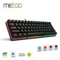 Metoo 2.4Ghz WirelessBluetoothWired Mini Portable Mechanical Keyboard RGB Backlight Gaming Keyboard for Laptop Tablet Mobile