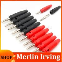 Merlin Irving Shop 10Pcs/lot Red and Black 4mm Side Stackable Banana Plug Connector For Musical Speaker Video Audio DIY Connector